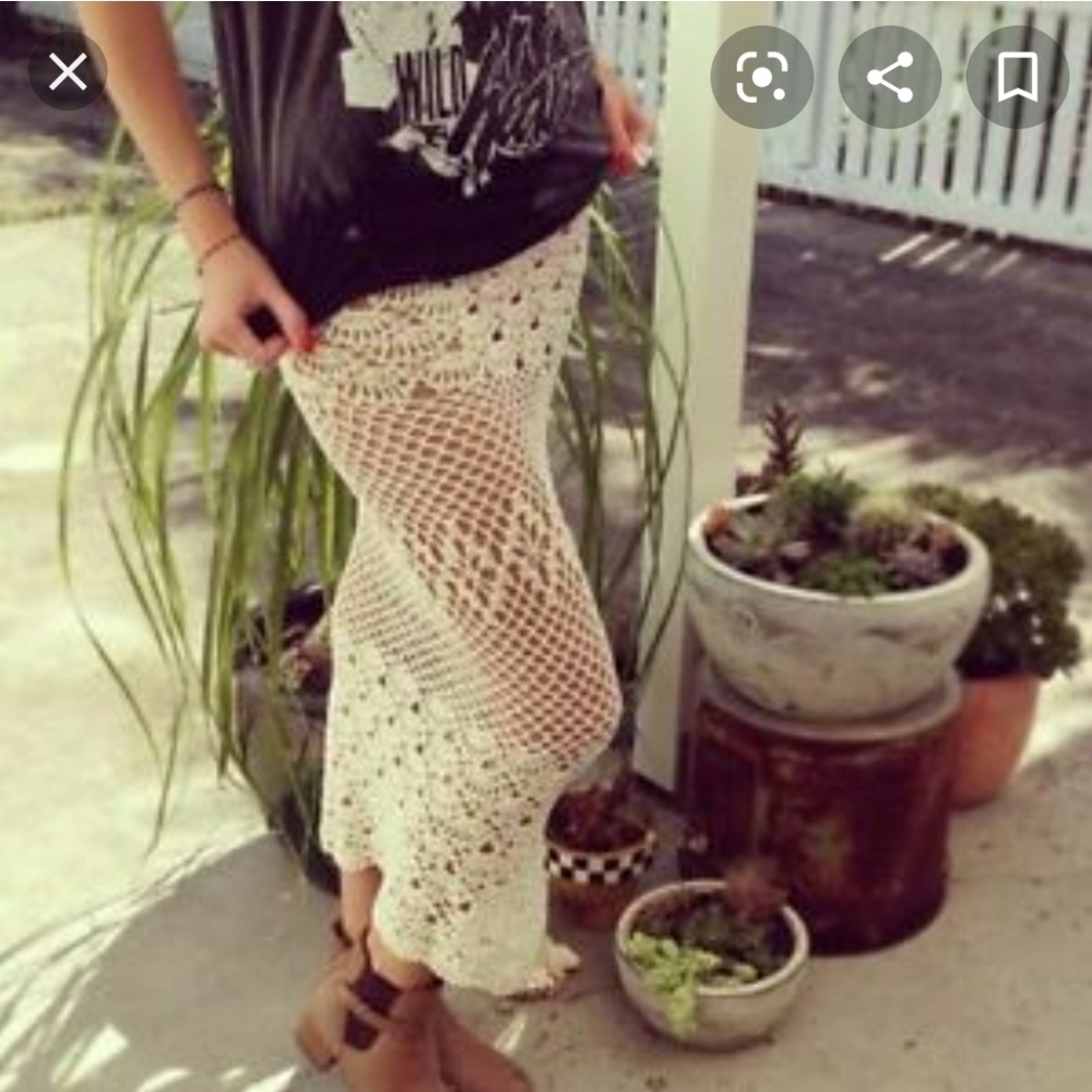 SPELL Vintage Coconut Crochet Skirt